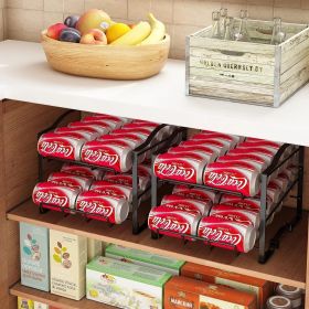 4 Tiers Can Organizer Rack, 48 Cans Soda Can Dispenser Organizer For Refrigerator, Set Of 2 Stackable Beverage Dispenser Rack
