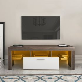 20 Minutes Quick Assembly Brown Simple Modern TV  Stand With The Toughened Glass Shelf Floor Cabinet Floor TV Wall Cabinet Brown  WhiteTV Bracket  Wit