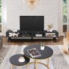 Mid-Century Modern Style TV Stand in Black Wood Finish - for TVs up to 65-inch