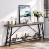Heavy Duty 70-inch Industrial Grey Wood Top Sofa Table with Black Metal Frame