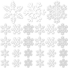5 Sheets 135 Pcs Christmas White Snowflakes Window Clings 3 Designs Snowflake Static Stickers Winter Snow Flakes Clings For Christmas New Year Home Of