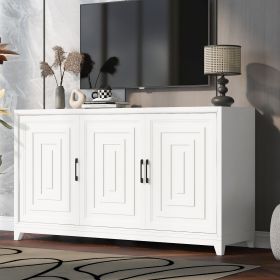 VIBE HAUS TV Stand For TVs Up To 65 Inches, Modern Entertainment Center Media Console Cabinet With 2 Spacious Storage Space, Solid Wood Legs For Livin (Option: White)